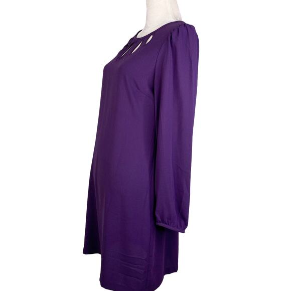 Gabby Skye Dress 10 Purple Long Sleeve Cut Outs Back Zipper - Picture 6 of 11